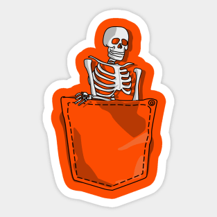 Skeleton in my Pocket - Halloween Orange Pocket Design Sticker